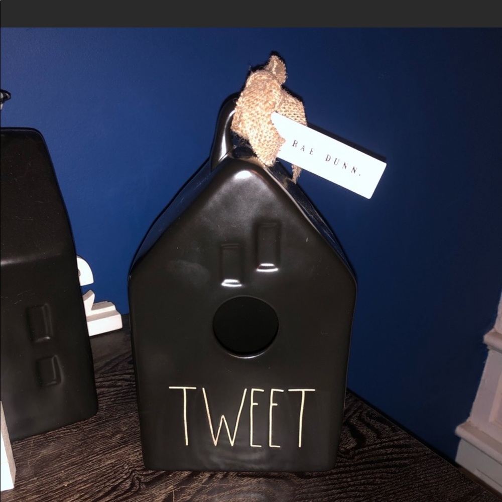 NWT Rae Dunn black tweet birdhouse